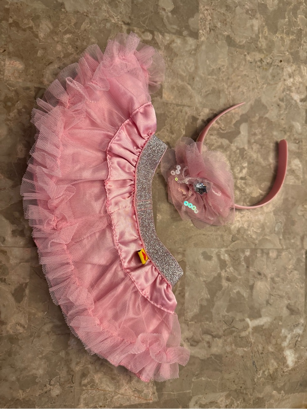 Build-A-Bear pink sparkle outfit (tutu + headband)